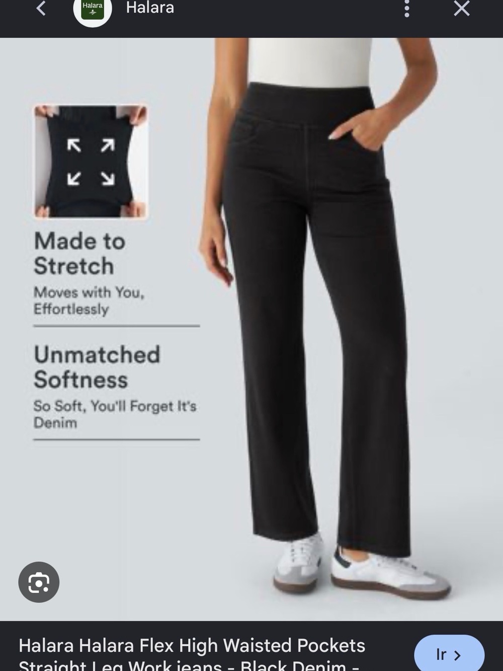 HALARA Black Straight-Leg High-Waist Stretch Pants
